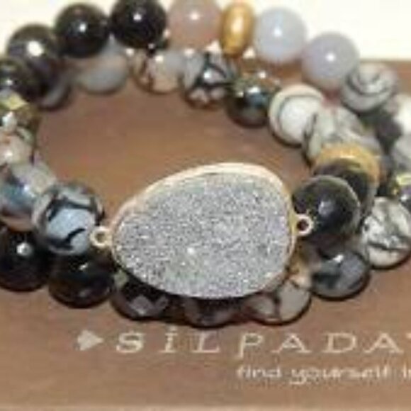 B3077 Retired Silpada ODE TO GEODE Stretch Bracelet - Picture 3 of 3